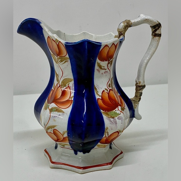 19th Century Antique Gaudy Welsh Glamorgan Pattern Footed Octagonal Luster Jug - Picture 5 of 13